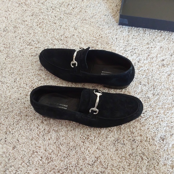 Men's black suede horsebit loafers by Saks Fifth Avenue label - Picture 4 of 5